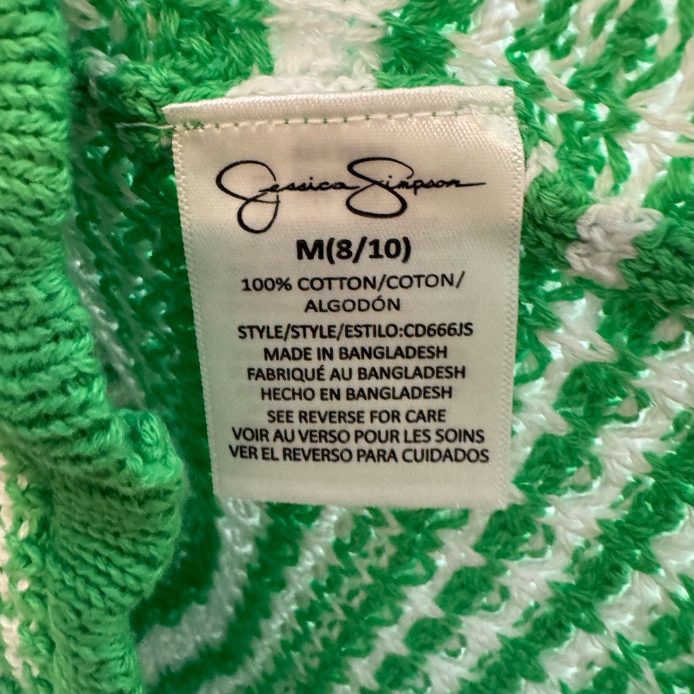 Jessica Simpson Green and White Striped Kids Knit Set, Sz M (8-10), NWT - Picture 8 of 10